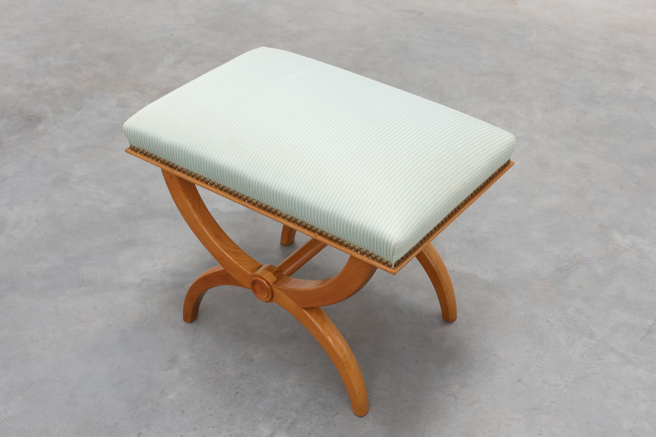 Empire style curule stool with striped upholstery, France, 20th centurythumbnail
